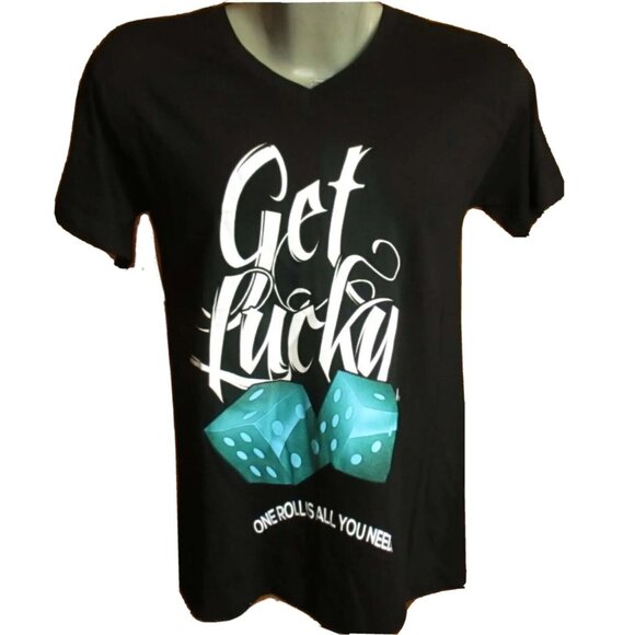 M NEW Vtg Y2K T Shirt Mens 90s GET LUCKY ROLL DICE HIP HOP Graphic Tee - Picture 2 of 5